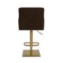 ALMOST PERFECT - Brown Velvet Adjustable Swivel Bar Stool with Gold Base - Sonny