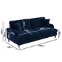 Navy Blue Velvet 3 Seater Sofa - Payton
