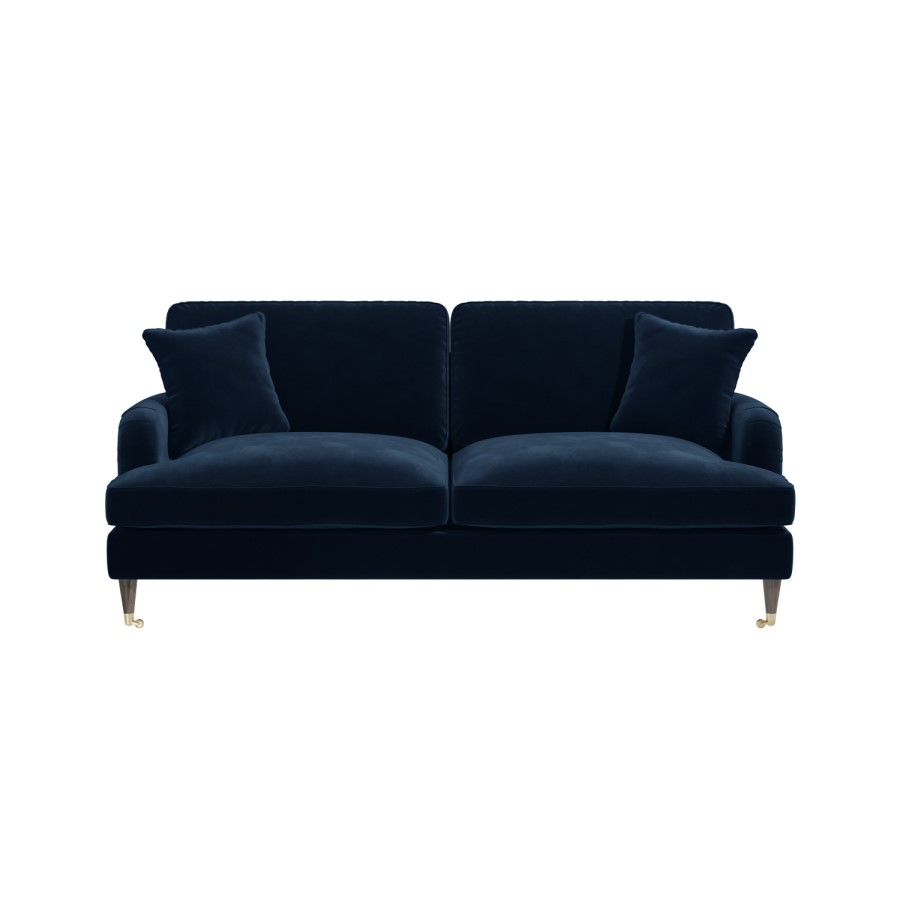 Navy Blue Velvet 3 Seater Sofa - Payton