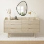 ALMOST PERFECT - Wide Light Wood Mid-Century Modern Chest of 6 Drawers - Saskia
