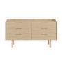 ALMOST PERFECT - Wide Light Wood Mid-Century Modern Chest of 6 Drawers - Saskia