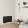 Eco Eleganza Midnight Black Horizontal Flat Aluminium Middle Connection Radiator 600x975mm Double Panel 3973 BTU
