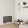 Eco Eleganza Anthracite Horizontal Flat Aluminium Middle Connection Radiator 600x975mm Double Panel 3973 BTU