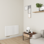Eco Eleganza White Horizontal Flat Aluminium Middle Connection Radiator 600x975mm Double Panel 3973 BTU