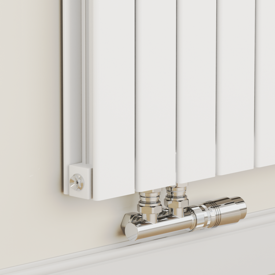 Eco Eleganza White Horizontal Flat Aluminium Middle Connection Radiator 600x975mm Double Panel 3973 BTU