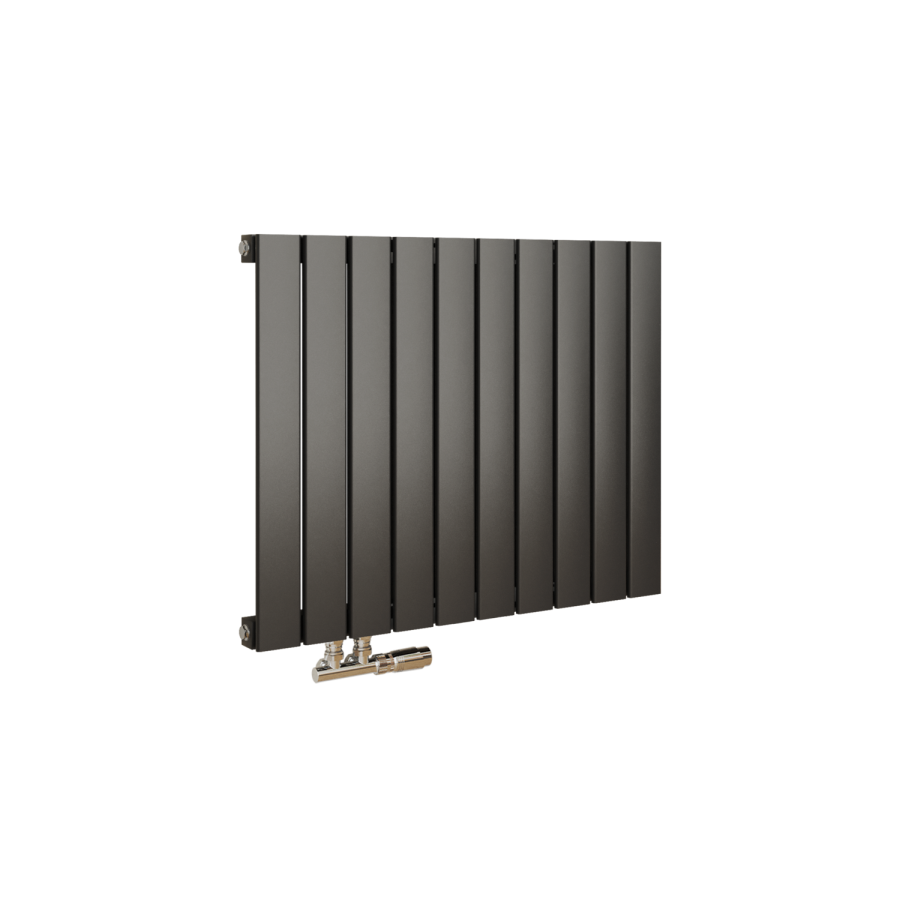 Eco Eleganza Midnight Black Horizontal Flat Aluminium Middle Connection Radiator 600x750mm Single Panel 2302 BTU