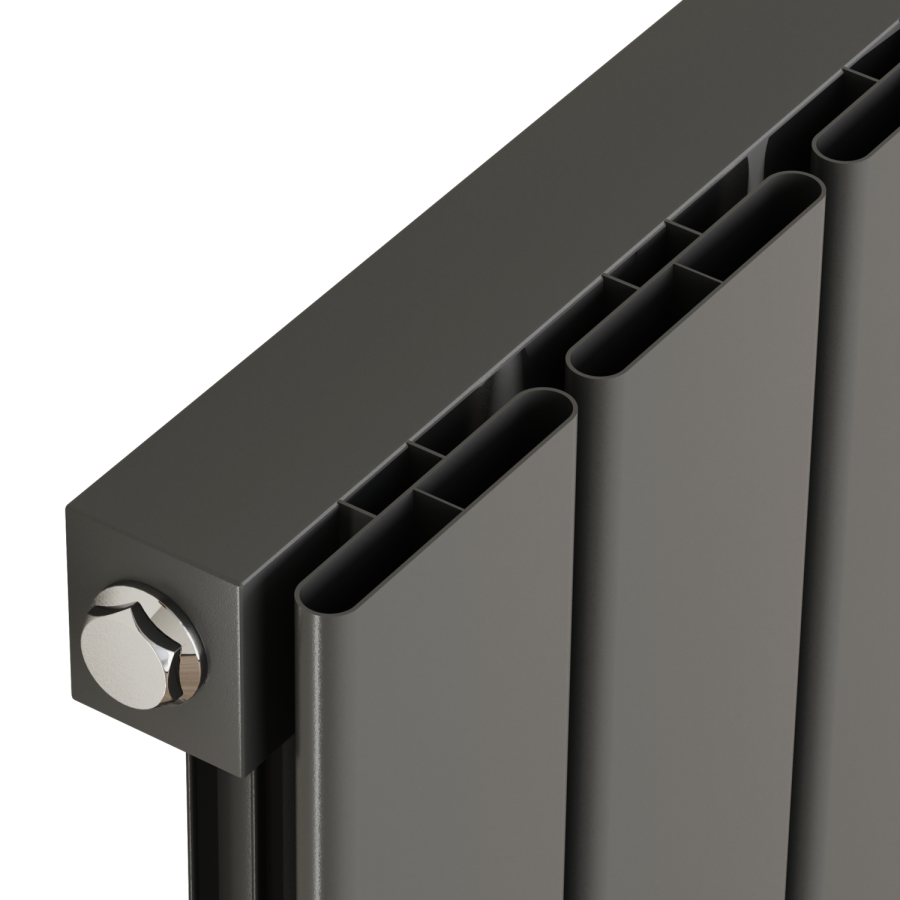 Eco Eleganza Anthracite Horizontal Flat Aluminium Middle Connection Radiator 600x750mm Single Panel 2302 BTU
