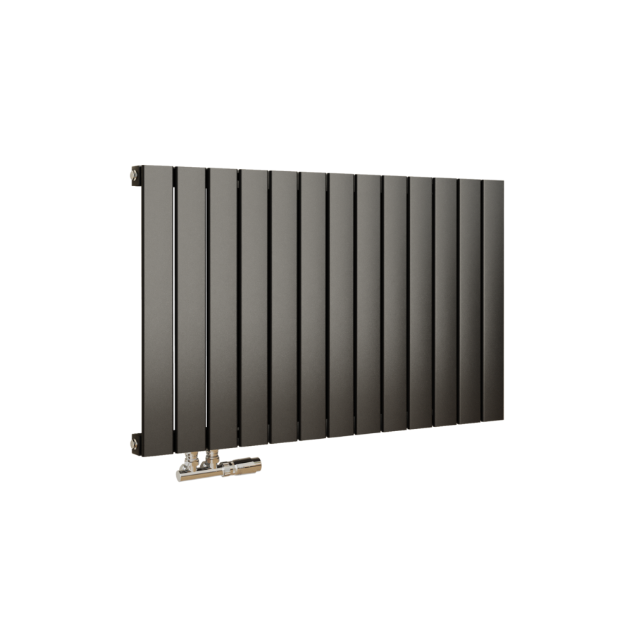 Eco Eleganza Midnight Black Horizontal Flat Aluminium Middle Connection Radiator 600x975mm Single Panel 2992 BTU