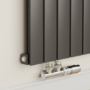 Eco Eleganza Midnight Black Horizontal Flat Aluminium Middle Connection Radiator 600x975mm Single Panel 2992 BTU