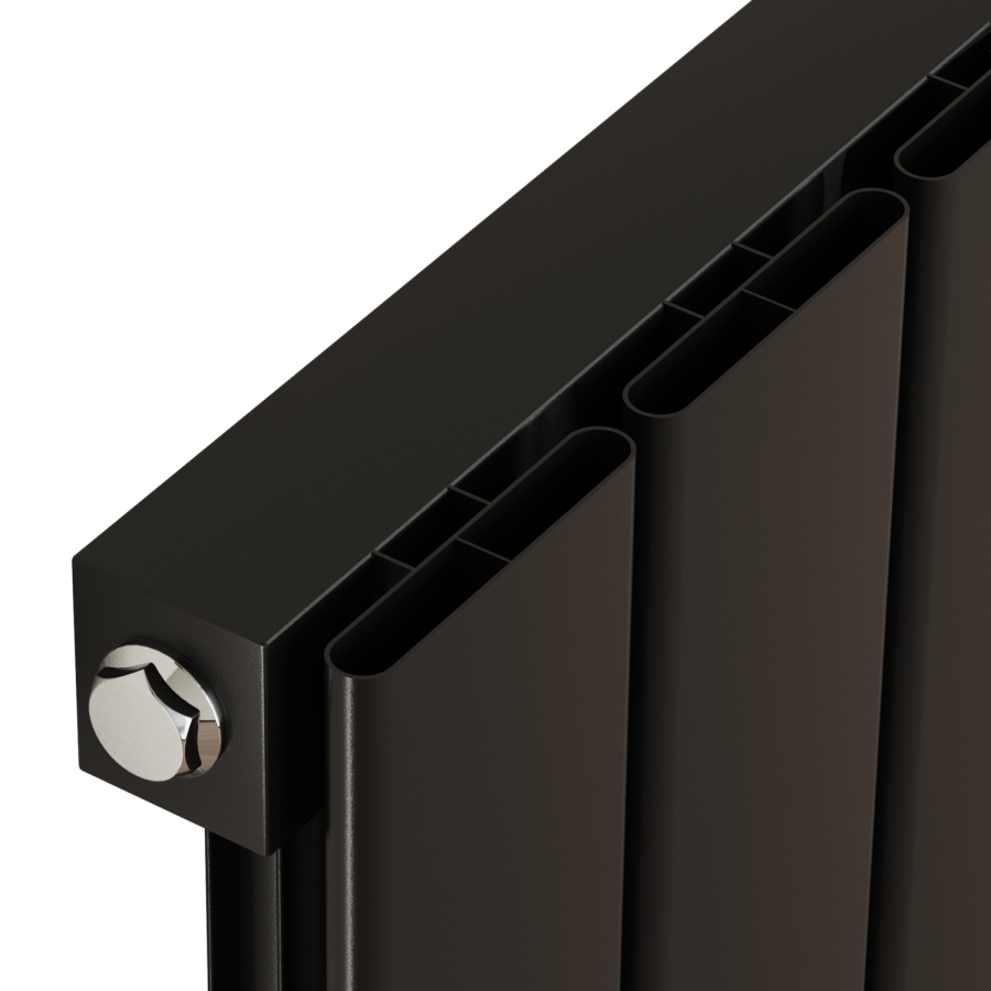 Eco Eleganza Midnight Black Horizontal Flat Aluminium Middle Connection Radiator 600x975mm Single Panel 2992 BTU