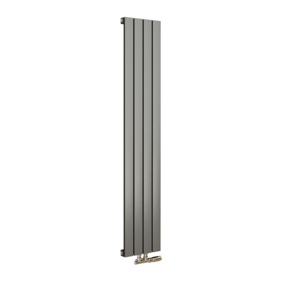 Eco Eleganza Anthracite Vertical Flat Aluminium Middle Connection Radiator 1600x300mm Single Panel 2036 BTU