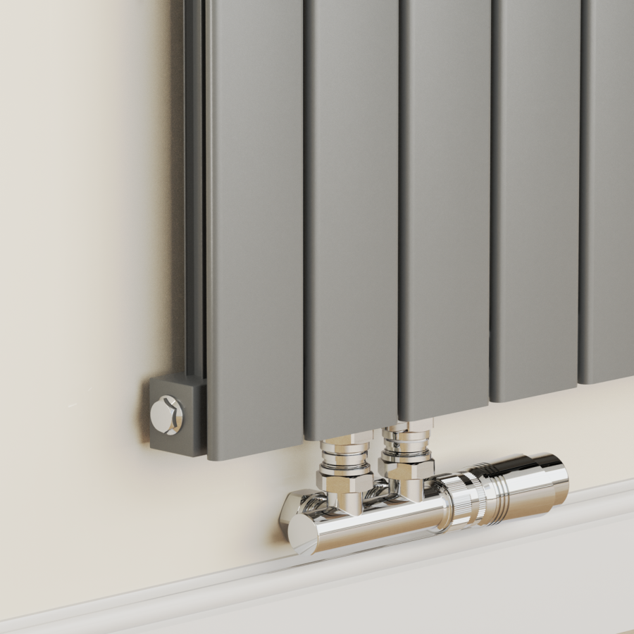 Eco Eleganza Anthracite Vertical Flat Aluminium Middle Connection Radiator 1600x300mm Single Panel 2036 BTU