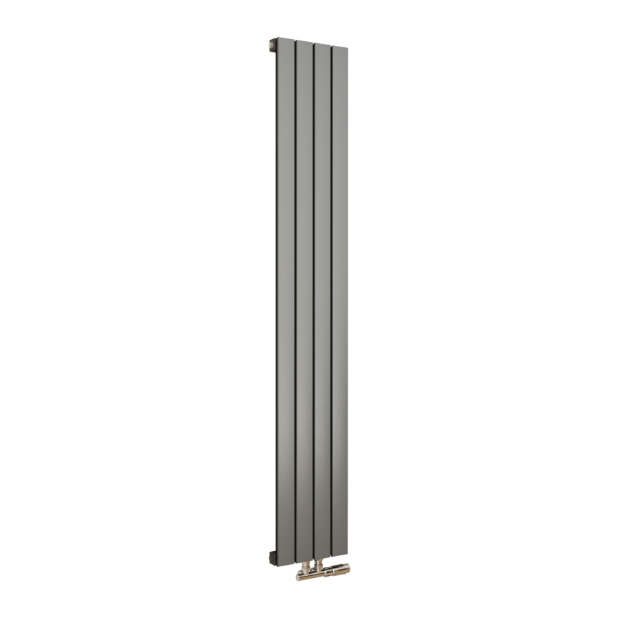 Eco Eleganza Anthracite Vertical Flat Aluminium Middle Connection Radiator 1800x300mm Single Panel 2258 BTU