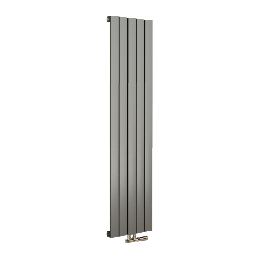 Eco Eleganza Anthracite Vertical Flat Aluminium Middle Connection Radiator 1600x375mm Single Panel 2546 BTU