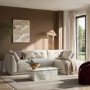 Beige Fabric 4 Seater Right-Hand Chaise L-Shape Corner Sofa - Arden