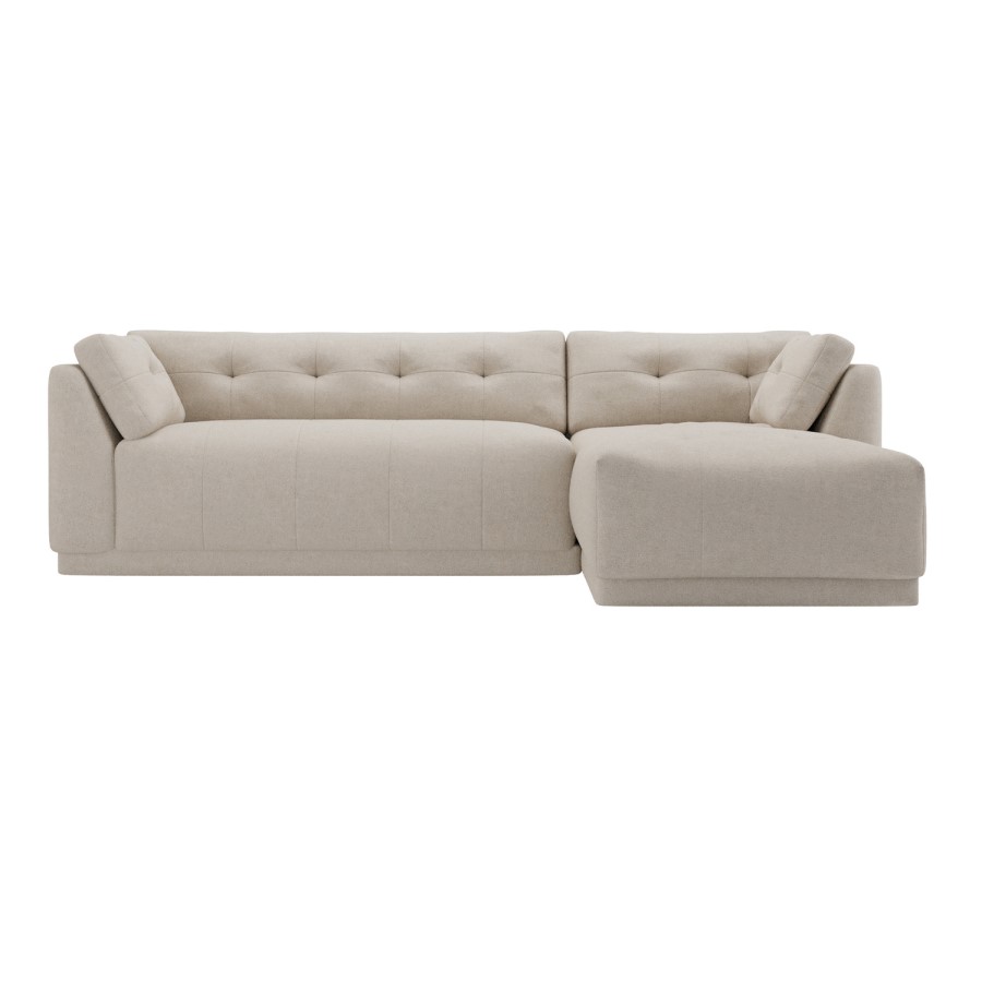 Beige Fabric 4 Seater Right-Hand Chaise L-Shape Corner Sofa - Arden