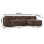 Brown Fabric 4 Seater Right Hand Chaise L-Shape Corner Sofa - Arden