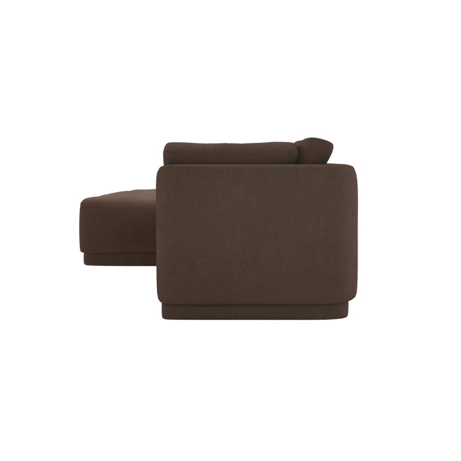 Brown Fabric 4 Seater Left-Hand Chaise L-Shape Corner Sofa - Arden