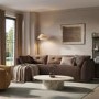 Brown Fabric 4 Seater Left-Hand Chaise L-Shape Corner Sofa - Arden