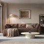 Brown Fabric 4 Seater Left-Hand Chaise L-Shape Corner Sofa - Arden