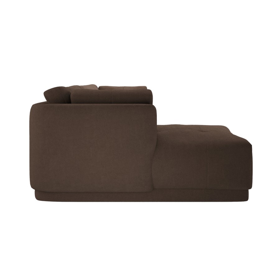 Brown Fabric 4 Seater Left-Hand Chaise L-Shape Corner Sofa - Arden