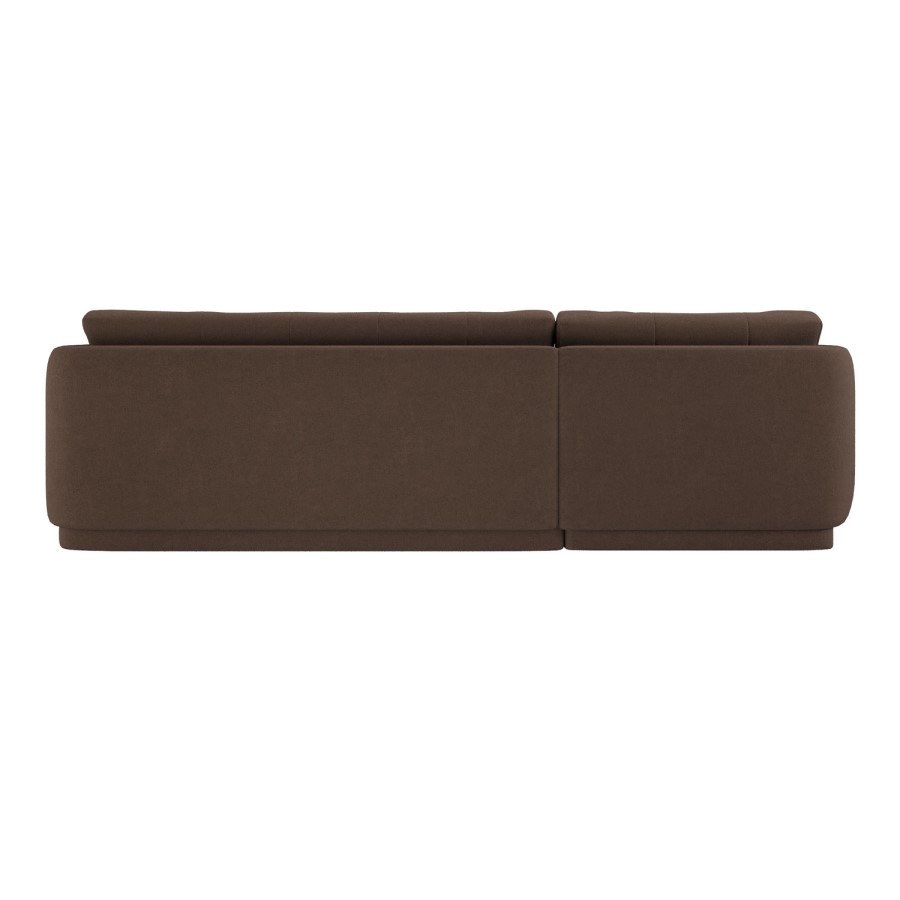 Brown Fabric 4 Seater Left-Hand Chaise L-Shape Corner Sofa - Arden