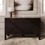 Wide Dark Wood 6 Drawer Chest of Drawers with Marble Top - Alessio