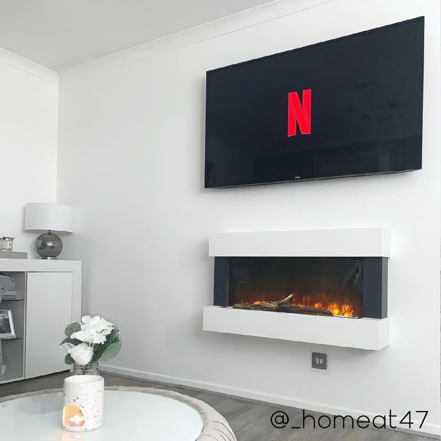 ALMOST PERFECT - White Wall Mounted Electric Fireplace Suite - 39 Inch - Amberglo