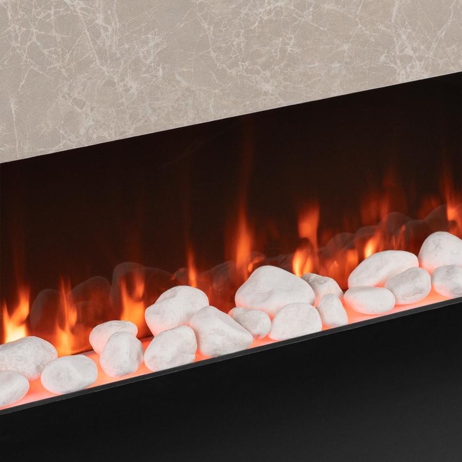 ALMOST PERFECT - Stone Effect Freestanding Electric Fireplace with Pebbles 62 inch - Amberglo