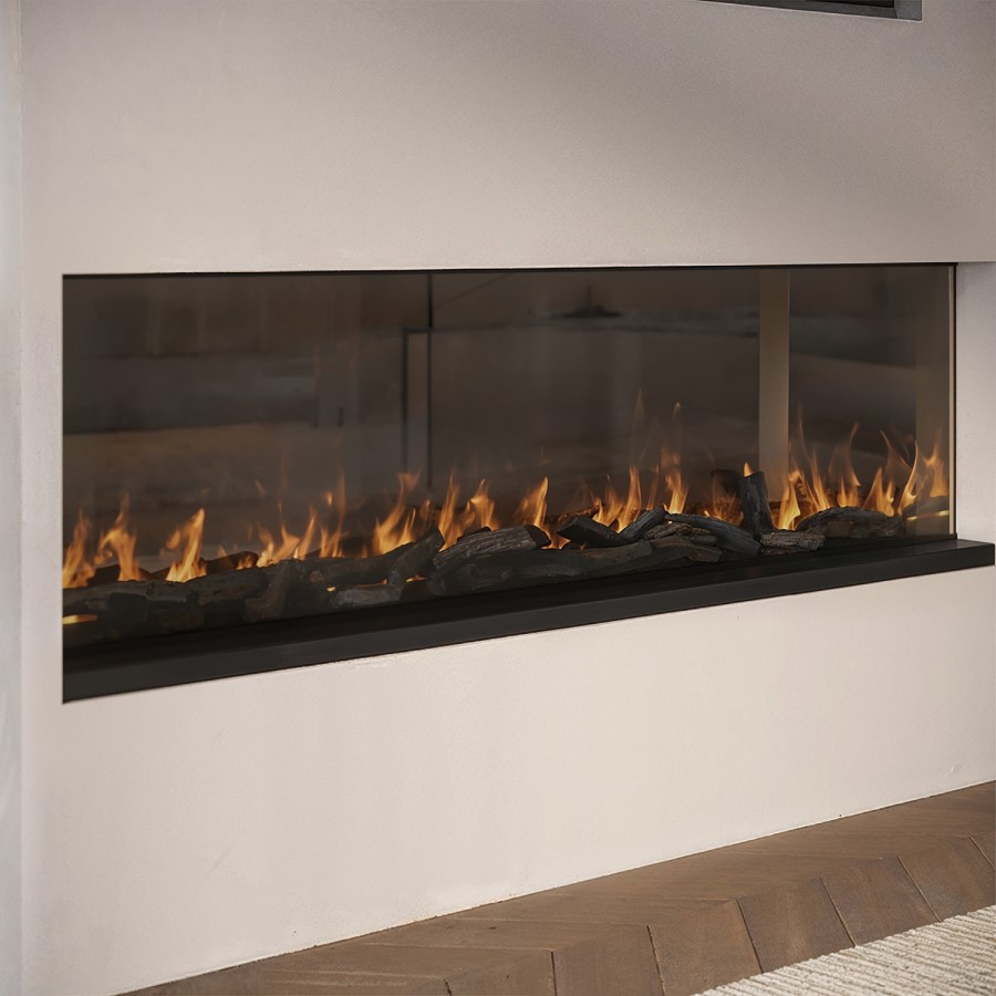 ALMOST PERFECT - Black 50inch WiFi Enabled Inset Electric Media Wall Fireplace - AmberGlo