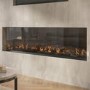 Black 3-Sided Inset Electric Media Wall Smart Fire Place - 60 Inch - AmberGlo