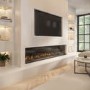 ALMOST PERFECT - Black 70inch WiFi Enabled Inset Electric Media Wall Fireplace - AmberGlo