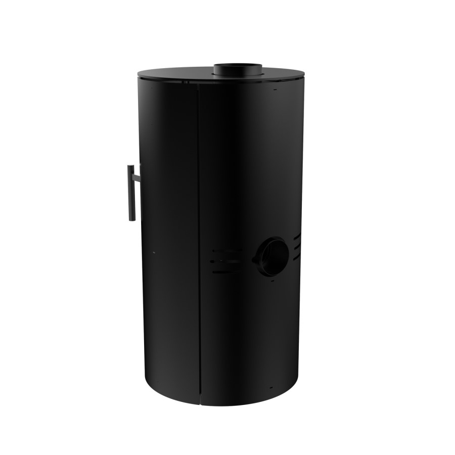 Round Cast Iron 5kW Log Burning Multi-Fuel Stove in Black - AmberGlo