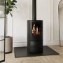 Round Cast Iron 5kW Log Burning Multi-Fuel Stove in Black - AmberGlo