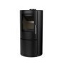 Round Cast Iron 5kW Log Burning Multi-Fuel Stove in Black - AmberGlo