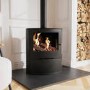 Round Cast Iron Log Burning Multi-Fuel Stove in Black - 6.9kW - AmberGlo