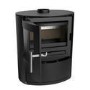 Round Cast Iron Log Burning Multi-Fuel Stove in Black - 6.9kW - AmberGlo