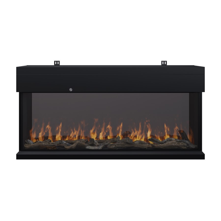 Black 3-Sided Inset Electric Media Wall Smart Fire Place - 40 Inch - AmberGlo