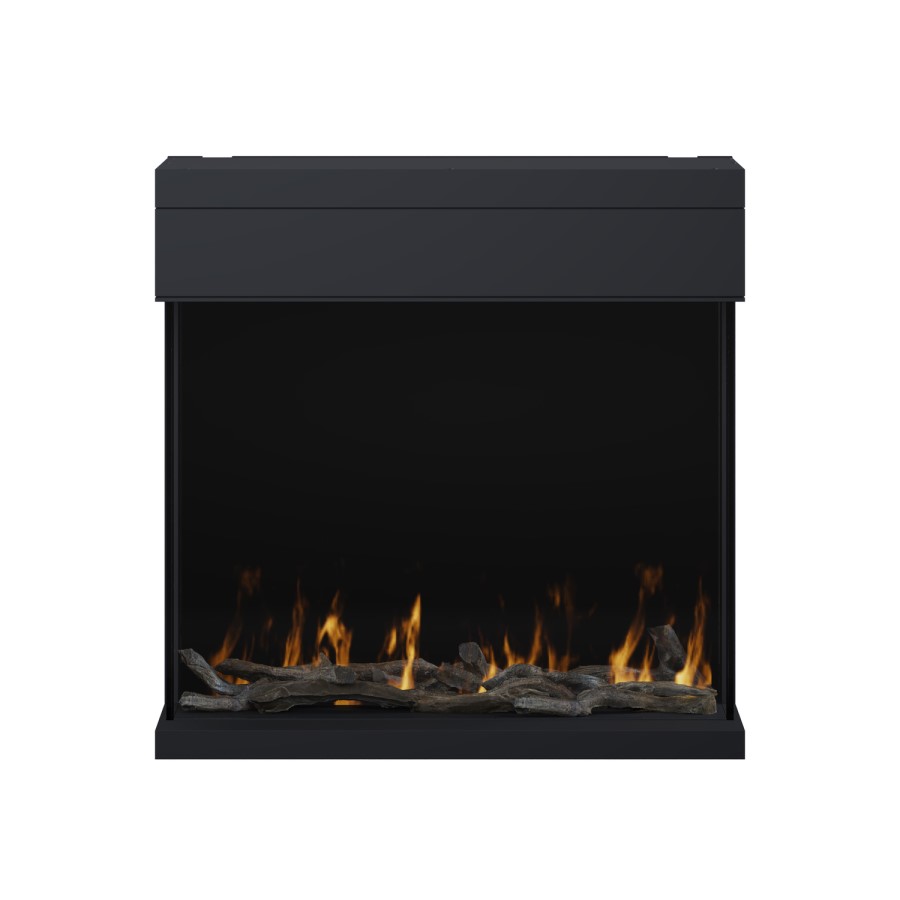 Black 3-Sided Inset Electric Media Wall Smart Fire Place - 30 Inch - AmberGlo