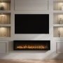 GRADE A3 - Black Slimline Inset Electric Media Wall Smart Fire Place - 60 Inch - AmberGlo