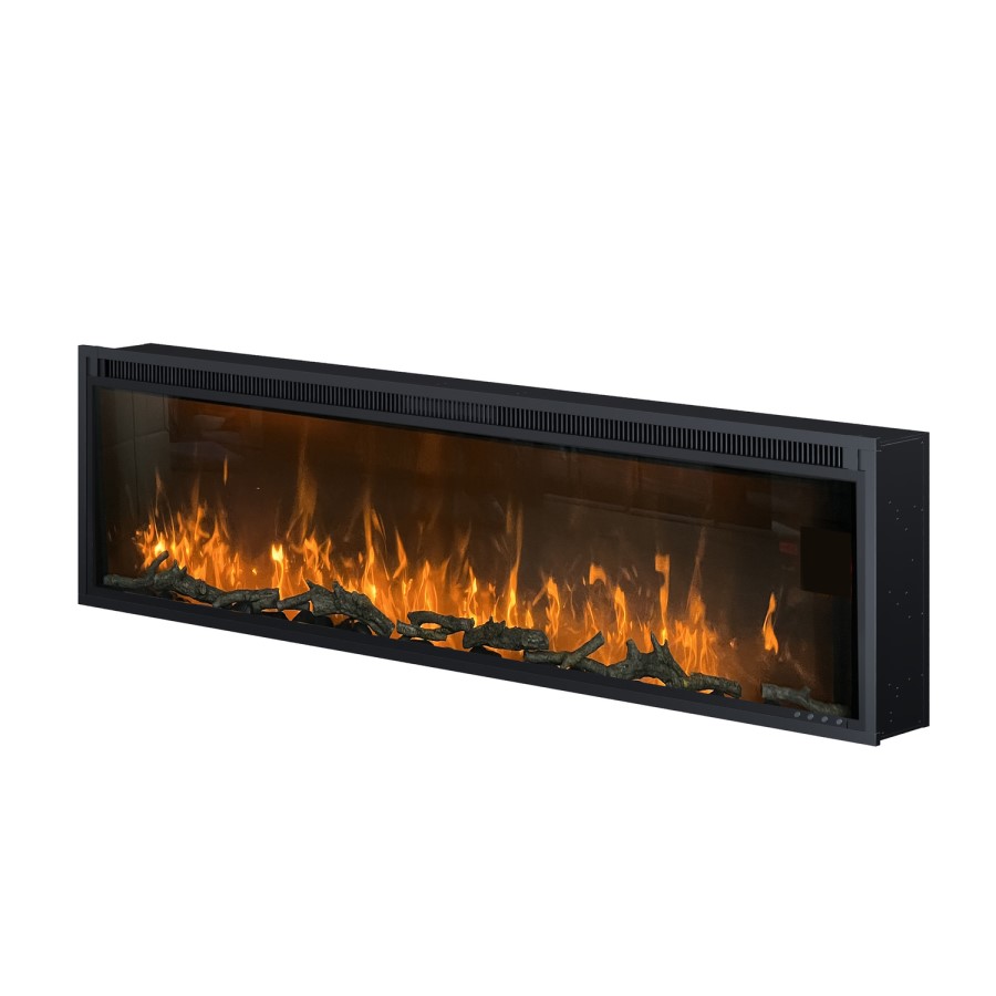 GRADE A3 - Black Slimline Inset Electric Media Wall Smart Fire Place - 60 Inch - AmberGlo