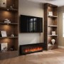 GRADE A3 - Black Slimline Inset Electric Media Wall Smart Fire Place - 60 Inch - AmberGlo