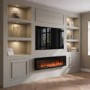 GRADE A3 - Black Slimline Inset Electric Media Wall Smart Fire Place - 60 Inch - AmberGlo