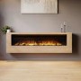 Wall-Mounted Electric Fire with Oak Surround - 70 Inch - AmberGlo