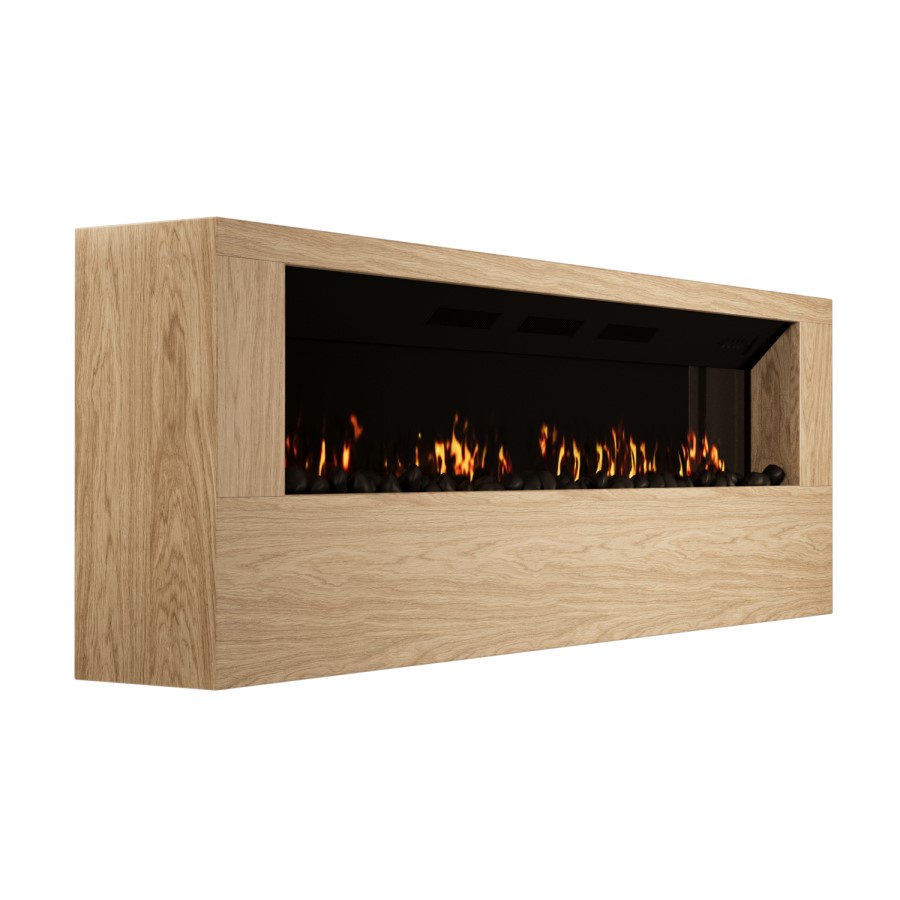 Wall-Mounted Electric Fire with Oak Surround - 70 Inch - AmberGlo