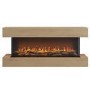 Oak Media Wall Mounted 3-Sided Electric Fireplace with Logs - 55 inch - AmberGlo