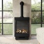 Large Electric Log Burner-Style Stove with Decorative Flue in Black - AmberGlo