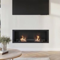 Bioethanol Media Wall Fireplace in Black - 50 Inch - AmberGlo