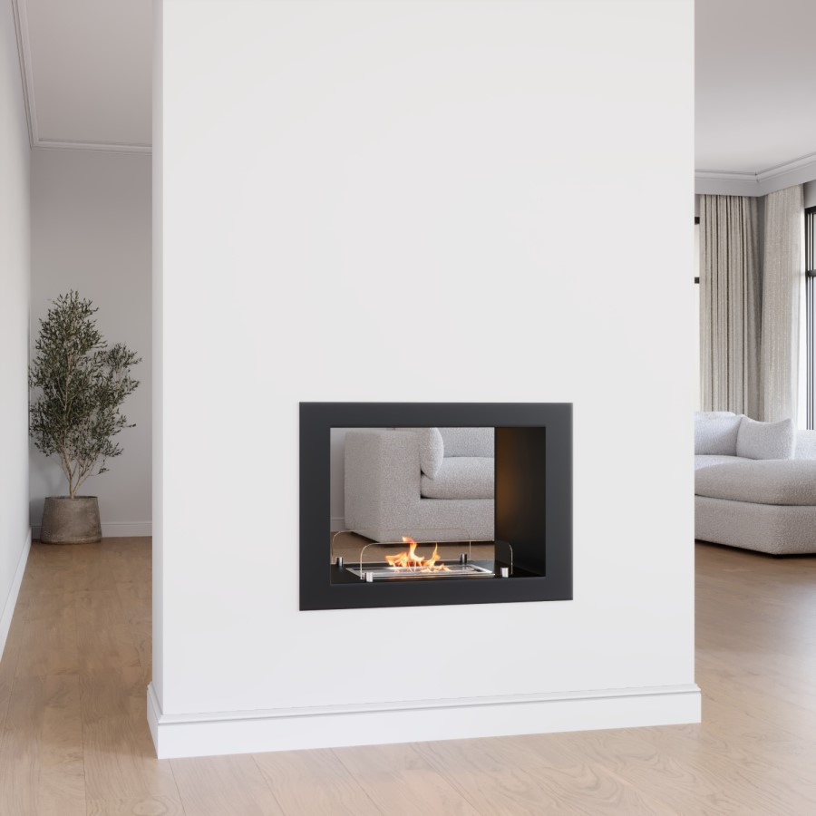 Double-Sided Bioethanol Fireplace in Black - 27 Inch - AmberGlo