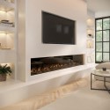 AGL096 Black 3-Sided Inset Electric Media Wall Smart Fire Place - 80 Inch - AmberGlo